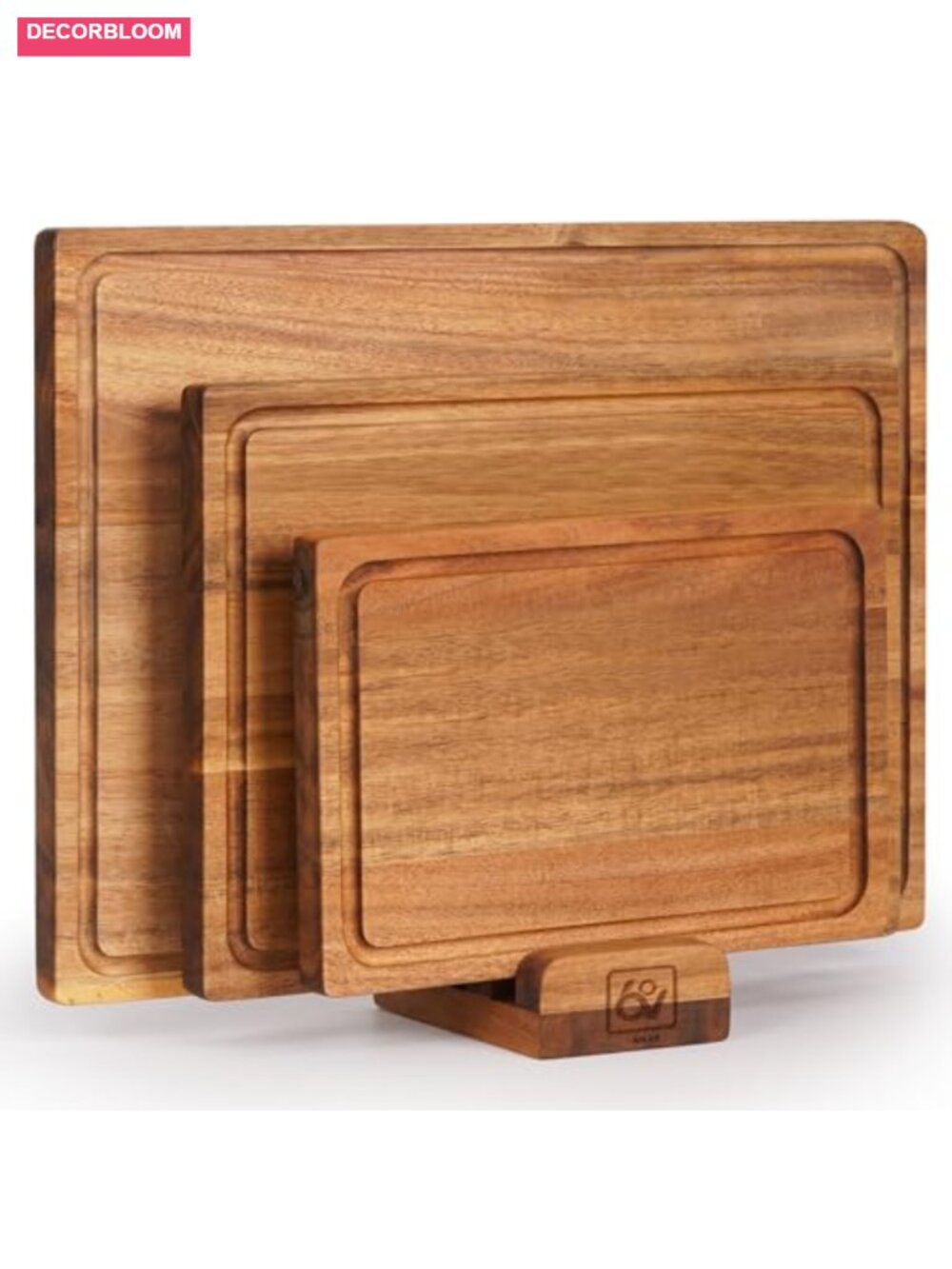 Acacia Wood Cutting Board Set of 3 Reversible with Juice Groove